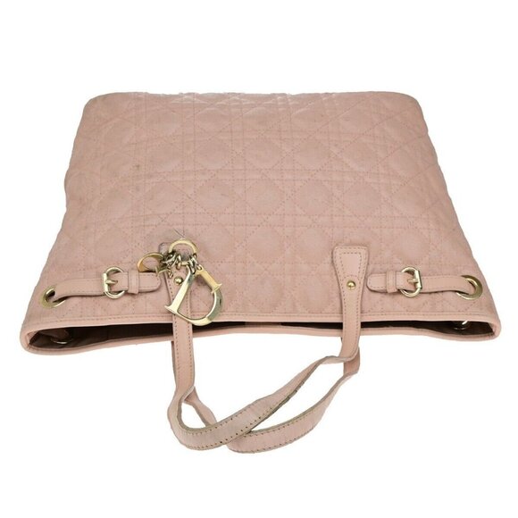 CHRISTIAN DIOR Panarea Cannage Shoulder Bag Coating Canvas Leather Pink 88YH016 - Picture 5 of 16